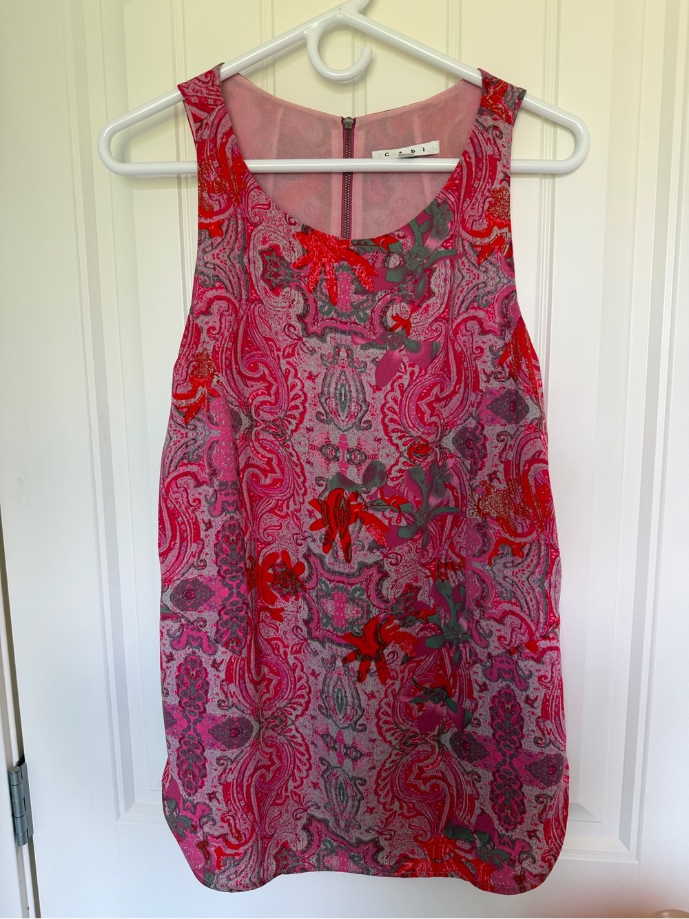 CAbi Pink and Red Floral Blouse
